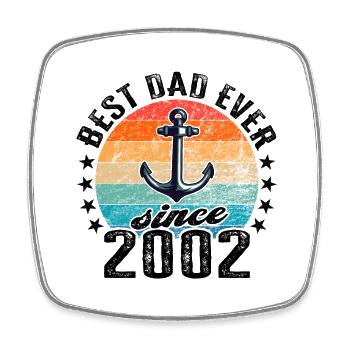 Bester Papa der Welt seit 2002 Anker - Viereckiger Kühlschrankmagnet - Weiß - Vorne