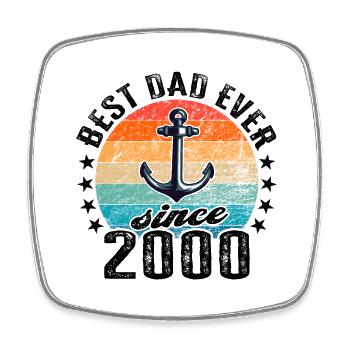 Bester Papa der Welt seit 2000 Anker - Viereckiger Kühlschrankmagnet - Weiß - Vorne