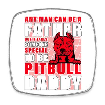 Pitbull Father Daddy - Square fridge magnet - white - Front