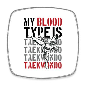 My Blood Type Is Taekwondo - Viereckiger Kühlschrankmagnet - Weiß - Vorne