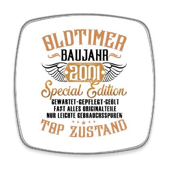 Oldtimer Special Edition Modell 2001 Geburtstag - Viereckiger Kühlschrankmagnet - Weiß - Vorne