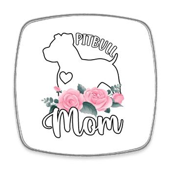 Maman Pitbull - Magnet carré - blanc - Devant