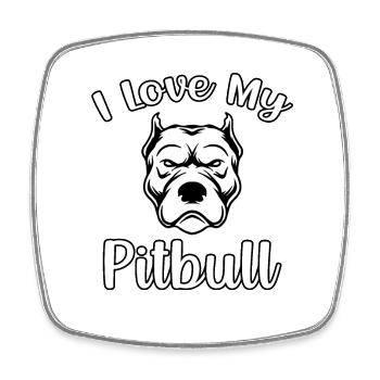 J’adore mon pitbull - Magnet carré - blanc - Devant
