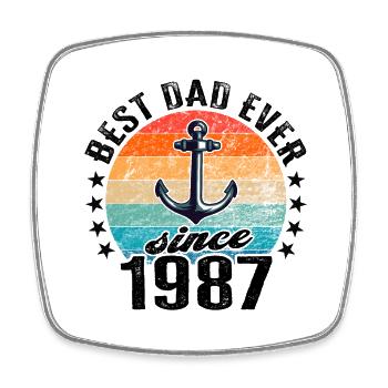 Bester Papa der Welt seit 1987 Vatertag - Viereckiger Kühlschrankmagnet - Weiß - Vorne