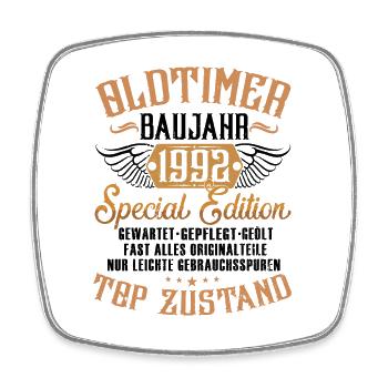 Oldtimer Baujahr 1992 Jahrgang Geburtstag Geschenk - Viereckiger Kühlschrankmagnet - Weiß - Vorne