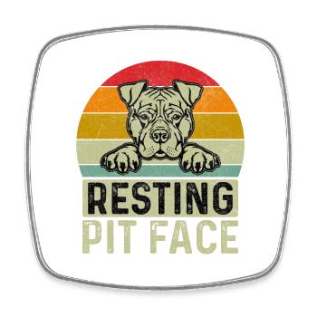 Resting Pit face - Square fridge magnet - white - Front
