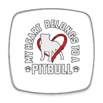 Mon cœur appartient à un pitbull - Magnet carré - blanc - Devant