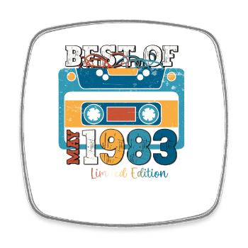 40th Birthday Man Cassette May Vintage 1983 - Square fridge magnet - white - Front