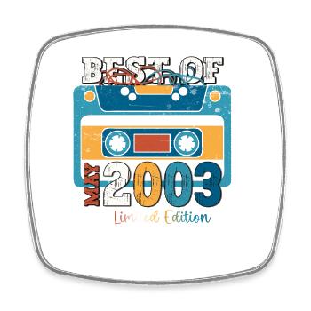20. Geburtstag Mann Kassette Mai Jahrgang 2003 - Viereckiger Kühlschrankmagnet - Weiß - Vorne