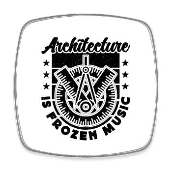 L’architecture est gelée Musique Architectes de bâtiments - Magnet carré - blanc - Devant