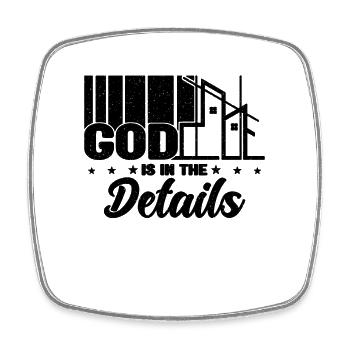 God Is In The Details Retro Construct Architects - Square fridge magnet - white - Front