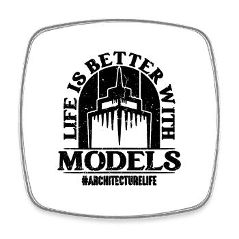 Life Is Better With Retro Architectural Architects - Square fridge magnet - white - Front