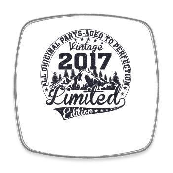 Born 2017 Vintage Retro Anniversary - Square fridge magnet - white - Front