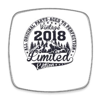 Born 2018 Vintage Retro Anniversary - Square fridge magnet - white - Front