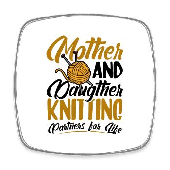Mother and Daugther Knitting partners - Viereckiger Kühlschrankmagnet - Weiß - Vorne
