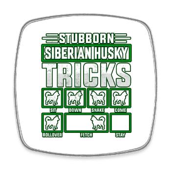 Stubborn Siberian Husky Tricks - Viereckiger Kühlschrankmagnet - Weiß - Vorne