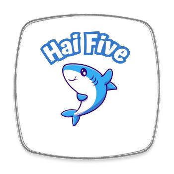 Shark greets with "Shark five!" - Square fridge magnet - white - Front