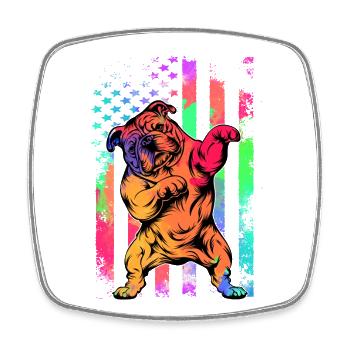 Bouledogue anglais Rétro - Magnet carré - blanc - Devant