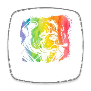 Bouledogue anglais Rétro - Magnet carré - blanc - Devant