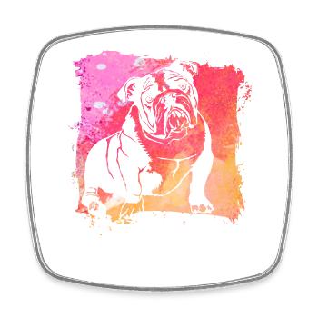 Bouledogue anglais Rétro - Magnet carré - blanc - Devant