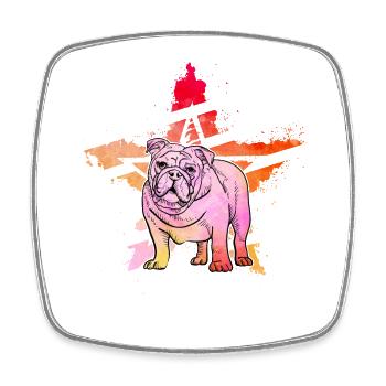 Bouledogue anglais Rétro - Magnet carré - blanc - Devant
