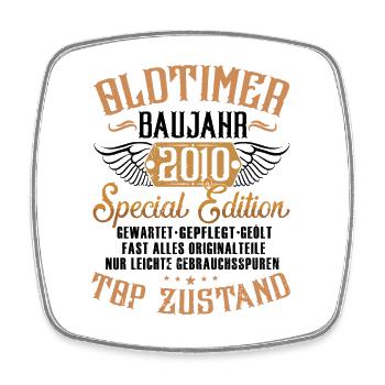 Oldtimer Special Edition Modell 2010 Geburtstag - Viereckiger Kühlschrankmagnet - Weiß - Vorne