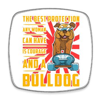 Bulldog Mom - Square fridge magnet - white - Front