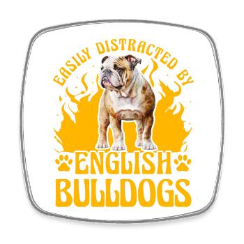 Facilement distrait par les Bulldogs anglais - Magnet carré - blanc - Devant