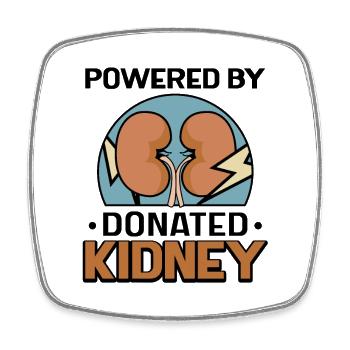 powered by donated Kidney - Viereckiger Kühlschrankmagnet - Weiß - Vorne