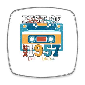66 Geburtstag Mann Kassette May Jahrgang 1957 - Viereckiger Kühlschrankmagnet - Weiß - Vorne