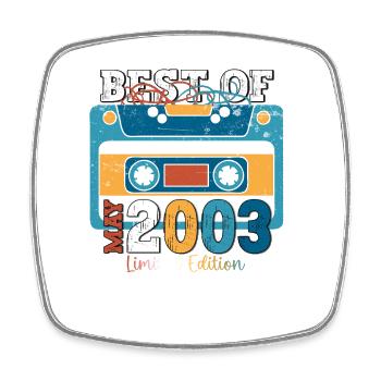 20 Birthday Man Cassette May Vintage 2003 - Magnet carré - blanc - Devant