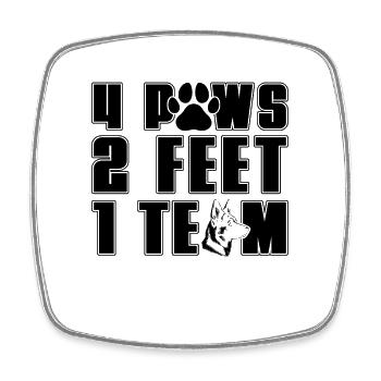 4 pattes 2 pieds 1 équipe canine berger allemand amoureux - Magnet carré - blanc - Devant