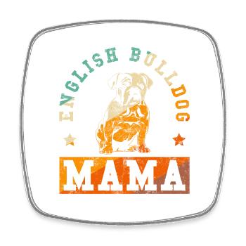 Bouledogue anglais Mama - Magnet carré - blanc - Devant