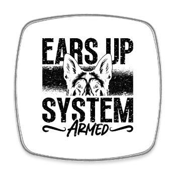 Ears Up System Armed Canine German Shepherd Lover - Viereckiger Kühlschrankmagnet - Weiß - Vorne