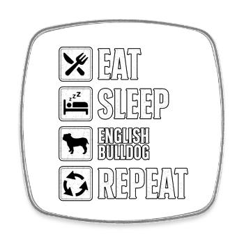 Eat Sleep English Bulldog Repeat - Square fridge magnet - white - Front
