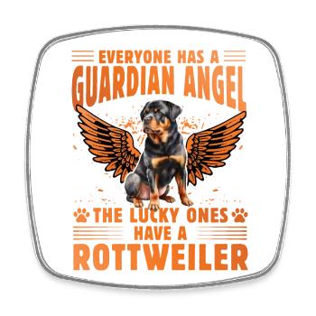 Ange gardien Rottweiler - Magnet carré - blanc - Devant
