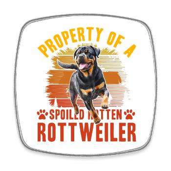 Propriété d’un Rottweiler pourri gâté - Magnet carré - blanc - Devant
