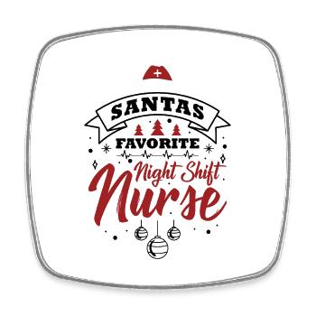 Santas Favorite Night Shift Nurse - Viereckiger Kühlschrankmagnet - Weiß - Vorne
