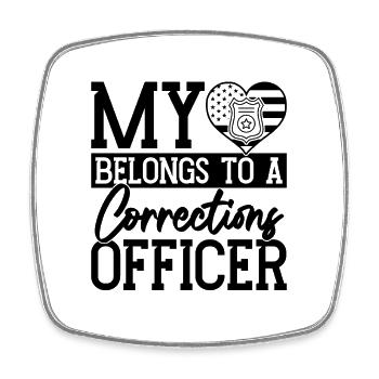 My Heart Belongs To Police Corrections Officers - Square fridge magnet - white - Front