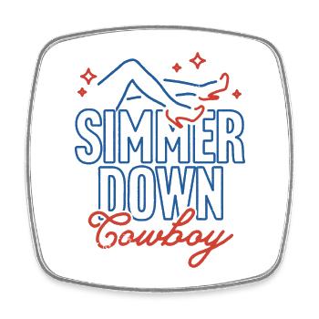Laisser mijoter le cowboy - Magnet carré - blanc - Devant