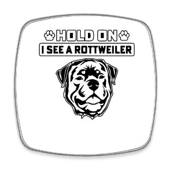 Attendez, je vois un Rottweiler - Magnet carré - blanc - Devant