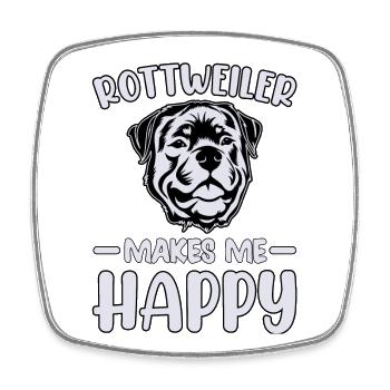 Rottweiler makes me happy - Square fridge magnet - white - Front