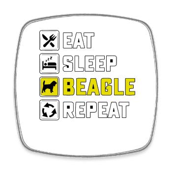 Mangez beagle sommeil répéter - Magnet carré - blanc - Devant