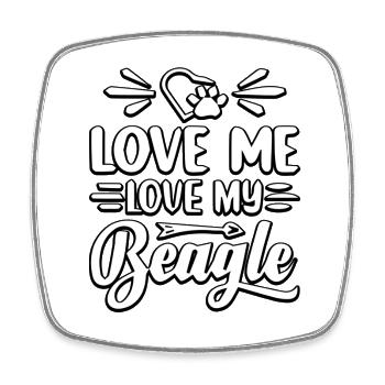 Aime-moi aime mon beagle - Magnet carré - blanc - Devant