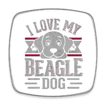 J’aime mon chien beagle - Magnet carré - blanc - Devant