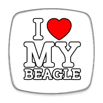 J’aime mon Beagle - Magnet carré - blanc - Devant