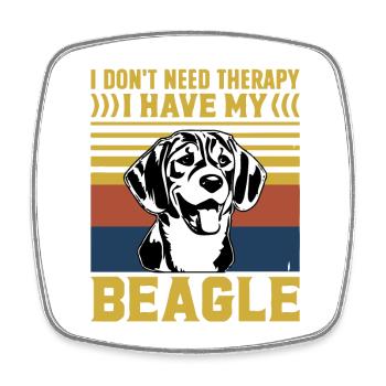 Je n’ai pas besoin de thérapie J’ai mon Beagle - Magnet carré - blanc - Devant