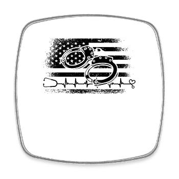 Cuffs Heartbeat Thin Silver Correctional Nurses - Square fridge magnet - white - Front