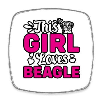 This girl loves beagle - Square fridge magnet - white - Front