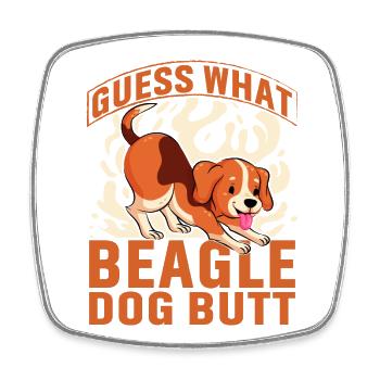 Guess what Beagle Dog Butt - Viereckiger Kühlschrankmagnet - Weiß - Vorne